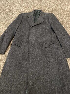 VTG Cotswold Collection Dillards Men's Gray Tweed Trenchcoat 42R - Hand Tailored